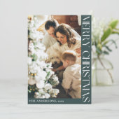 シンプルミニマルなクリスマスグリーン写真 シーズンカード (スタンド正面)