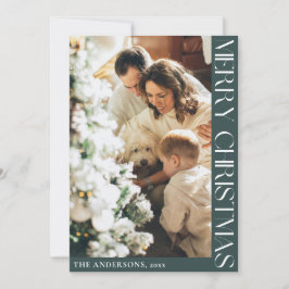 シンプルミニマルなクリスマスグリーン写真 シーズンカード