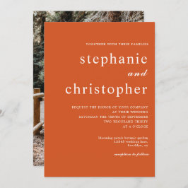 シンプルミニマルなシックな台本コーラルフォトズ結婚ス 招待状