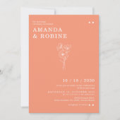 シンプルミニマルなシック結婚フラワーズ 招待状 (正面)