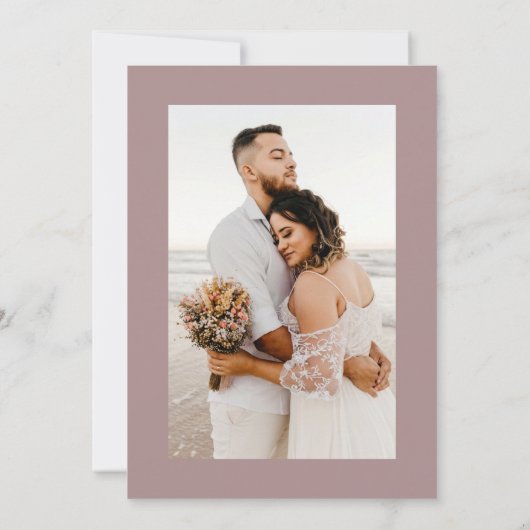 シンプルミニマルなシナモンバラフォーマル結婚ズ 招待状 (裏面)