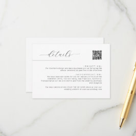 シンプルミニマルなスクリプトQRコードの結婚詳細 エンクロージャーカード