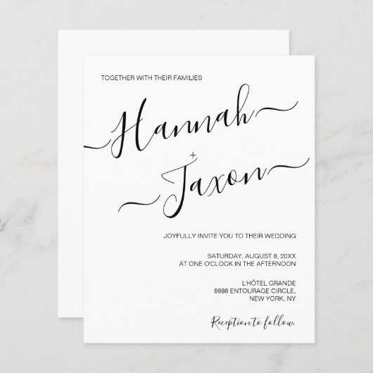 シンプルミニマルなスクリプ結婚ト名 (正面/裏面)