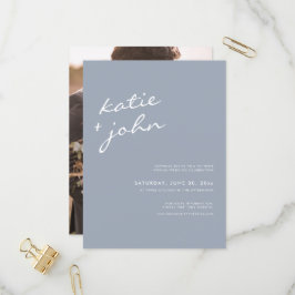 シンプルミニマルなダスティ・ブルー・バーチャル結婚ズ インビテーションポストカード