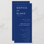 シンプルミニマルなダークサファイア結婚式 プログラム (正面/裏面)
