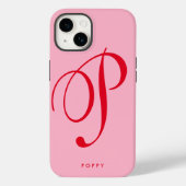 シンプルミニマルなピンクと赤のスクリプトイニシャル名 Case-Mate iPhoneケース