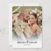 シンプルミニマルなピンクローズQRコードフォト結婚ズ 招待状 (裏面)