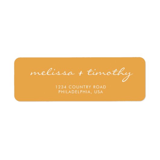シンプルミニマルなマスタード結婚イエローの住所 ラベル (正面)