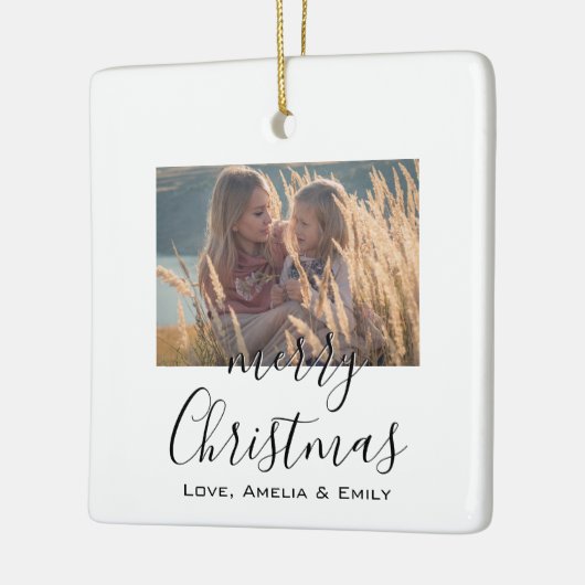 シンプルミニマルなメリークリスマススクリプト写真 セラミックオーナメント (左)