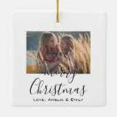 シンプルミニマルなメリークリスマススクリプト写真 セラミックオーナメント (裏面)