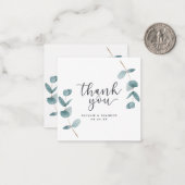 シンプルミニマルなユーカリ&スクリプトありがとう ノートカード (正面/裏面インサイチュ)