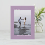 シンプルミニマルなラベンダー縦写真結婚ズ 招待状 (スタンド正面)