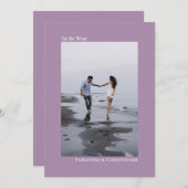 シンプルミニマルなラベンダー縦写真結婚ズ 招待状 (正面/裏面)