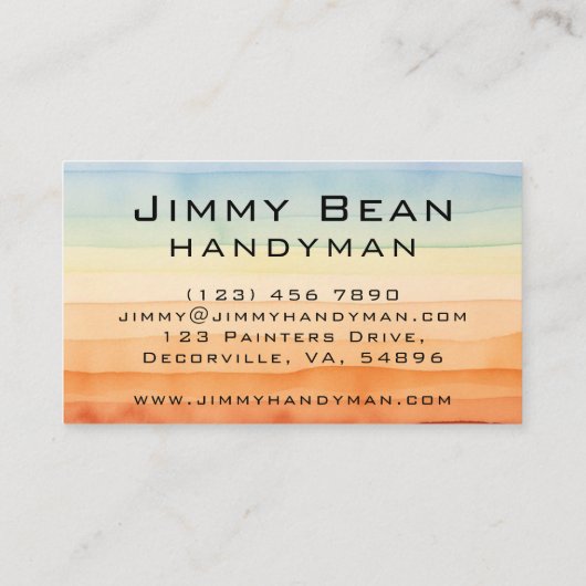 シンプルミニマルなレインボー水平水彩 名刺 (裏面)