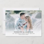 シンプルミニマルなワイルドフラワーダスティブルー結婚ズ セーブザデート (裏面)