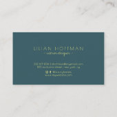 シンプルミニマルな松の緑の金ゴールドスクリプトデザイナー 名刺 (裏面)