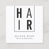 シンプルミニマルな白黒の美容師 スクエア名刺 (正面)