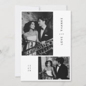 シンプルミニマルな白黒フォトズ結婚ズ サンキューカード (正面)