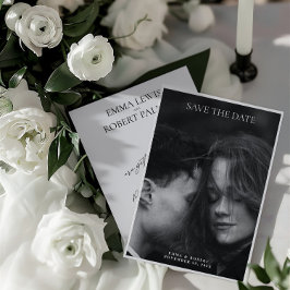 シンプルミニマルな白黒フォトズ結婚ズ セーブザデート