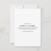 シンプルミニマルな白黒フォトズ結婚ズ セーブザデート (裏面)