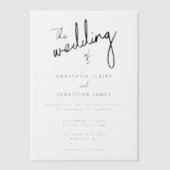 シンプルミニマルな白黒フォト結婚ズ ベラム紙招待状 (正面)