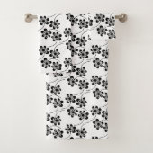 シンプルミニマルな白黒フローラルパターン バスタオルセット (インサイチュ)