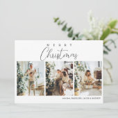 シンプルミニマルな赤い写真コラージクリスマス シーズンカード (スタンド正面)