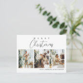 シンプルミニマルな赤い写真コラージクリスマス シーズンポストカード (スタンド正面)