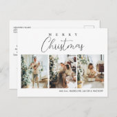 シンプルミニマルな赤い写真コラージクリスマス シーズンポストカード (正面/裏面)