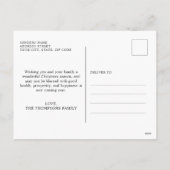 シンプルミニマルな赤い写真コラージクリスマス シーズンポストカード (裏面)