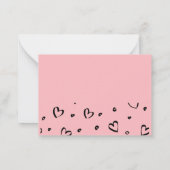 シンプルミニマルな赤とピンクのハートバレンタイン ノートカード (裏面)