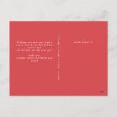 シンプルミニマルな赤3フォトコラージクリスマス シーズンポストカード (裏面)