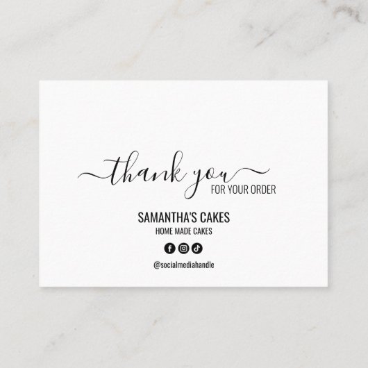 シンプルミニマルのお礼ケーキの指示気に 名刺 (裏面)