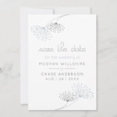 シンプルミニマルほこりっぽい青い花 招待状 (正面)