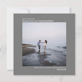 シンプルミニマルアートスクウェア写真グレー結婚ズ セーブザデート