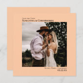 シンプルミニマルアートフォトコーラルピーチ結婚ズ セーブザデート (正面/裏面)