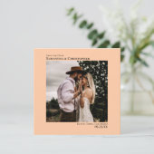 シンプルミニマルアートフォトコーラルピーチ結婚ズ セーブザデート (スタンド正面)