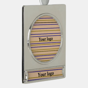 シンプルミニマルエレガントカスタムロゴhere company c シルバープレートバナーオーナメント