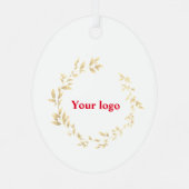 シンプルミニマルエレガントカスタムロゴhere company c メタルオーナメント (裏面)