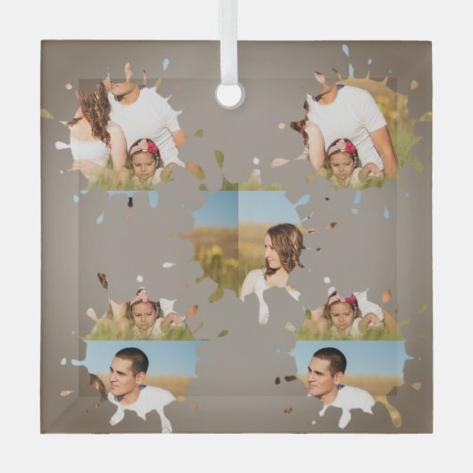 シンプルミニマルエレガントカスタム輪 ガラスオーナメント (正面)