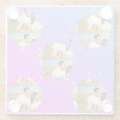 シンプルミニマルエレガントカスタム輪 ガラスコースター (裏面)