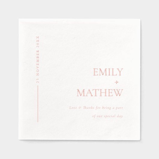 シンプルミニマルエレガントタイポグラフィカスタム結婚式 箔ナプキン (正面)
