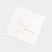 シンプルミニマルエレガントタイポグラフィ結婚スクリプト 箔ナプキン (左)