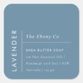 シンプルミニマルエレガントダスキブルーソープラベル スクエアシール (正面)