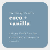 シンプルミニマルエレガントダスキーブルーキャンドルラベル スクエアシール (正面)