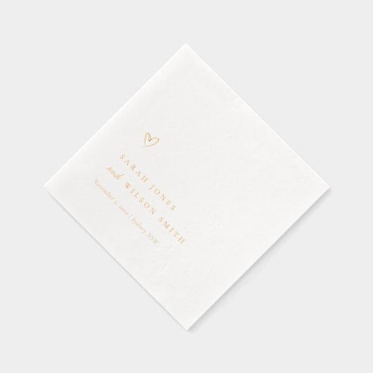 シンプルミニマルエレガントハート結婚の 箔ナプキン (右)