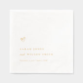 シンプルミニマルエレガントハート結婚の 箔ナプキン (正面)