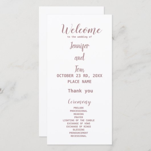 シンプルミニマルエレガントバラ金ゴールド結婚式 (正面/裏面)