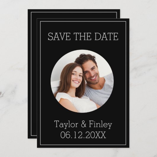 シンプルミニマルエレガントパーソナライズされた写真結婚の 招待状 (正面/裏面)