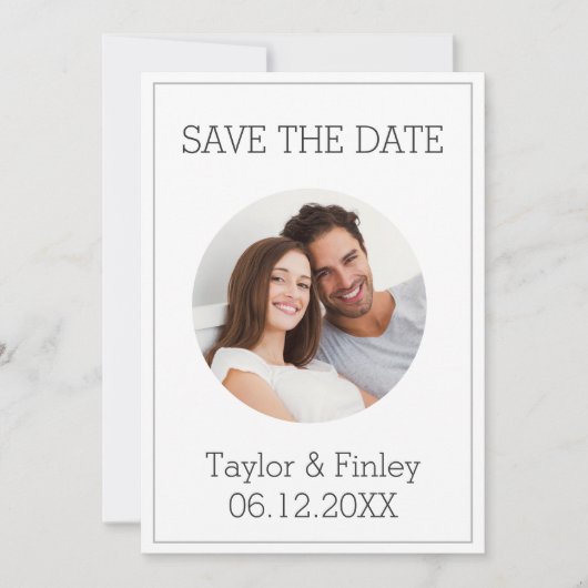 シンプルミニマルエレガントパーソナライズされた写真結婚の 招待状 (正面)